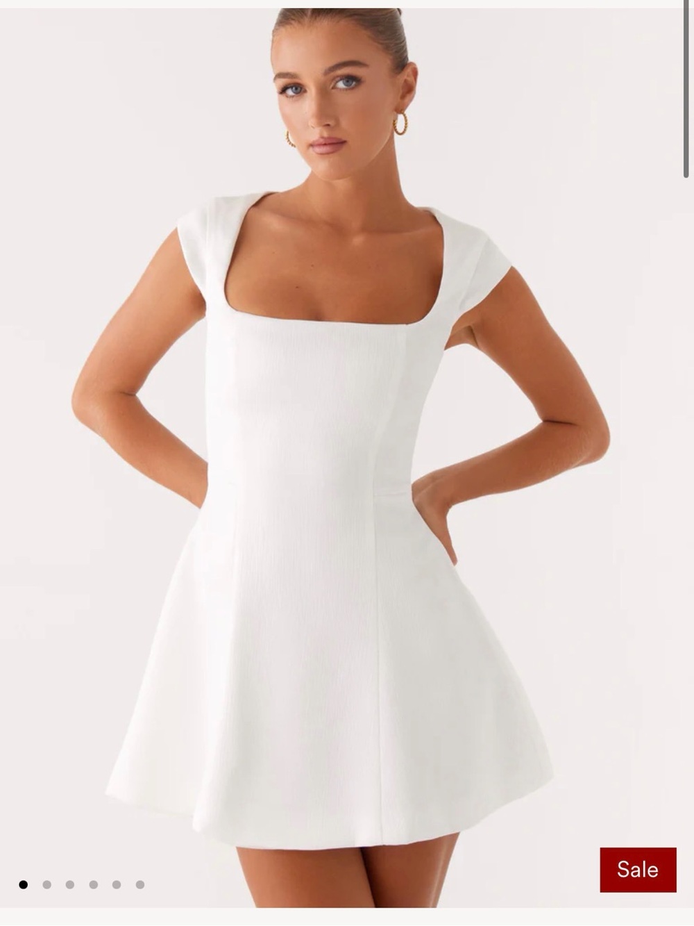 White Square-Neck Fit & Flare Dress - MED sz 6